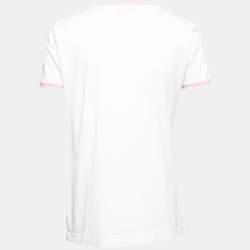 Pre Owned Dolce & Gabbana White Cotton Floral Logo Printed Short Sleeve T-Shirt M