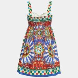 Pre Owned Dolce & Gabbana Multicolor Sicilian Print Cotton Mini Dress M
