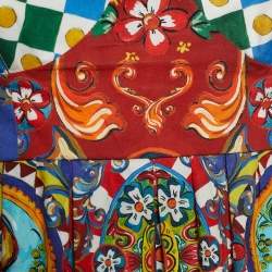 Pre Owned Dolce & Gabbana Multicolor Sicilian Print Cotton Mini Dress M
