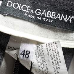 Pre Owned Dolce & Gabbana Monochrome Striped Crepe Tapered Trousers L