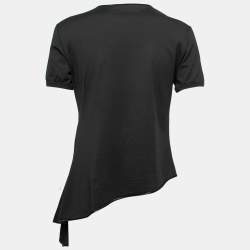 Pre Owned Dolce & Gabbana Black Cotton Asymmetrical Slit Top S