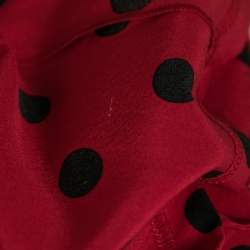 Pre Owned Dolce & Gabbana Red Polka Dot Printed Silk Tie Detail Top S