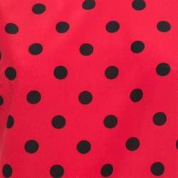 Pre Owned Dolce & Gabbana Red Polka Dot Printed Silk Tie Detail Top S