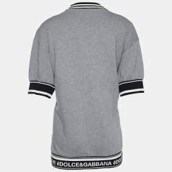 Pre Owned Dolce & Gabbana Grey Rib Knit Queen Embellished Sweatshirt M