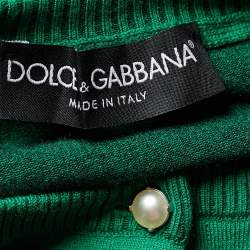Pre Owned Dolce & Gabbana Green Wool Button Front Cardigan M