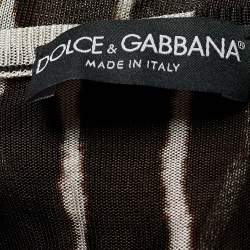 Pre Owned Dolce & Gabbana Brown Striped Knit Tie Back Cardigan M
