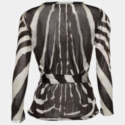 Pre Owned Dolce & Gabbana Brown Striped Knit Tie Back Cardigan M