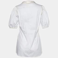 Pre Owned Dolce & Gabbana Off-White Poplin Bow Tie Blouse M
