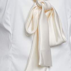 Pre Owned Dolce & Gabbana Off-White Poplin Bow Tie Blouse M