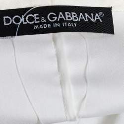 Pre Owned Dolce & Gabbana Off-White Poplin Bow Tie Blouse M