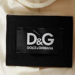 D&G Off White Satin Contrast Lapel Single Breasted Blazer M