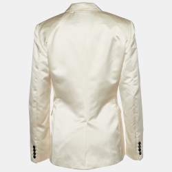 D&G Off White Satin Contrast Lapel Single Breasted Blazer M