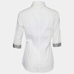 Pre Owned Dolce & Gabbana White Cotton Crystal Embellished Cuff Detail Shirt S