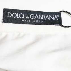 Pre Owned Dolce & Gabbana White Cotton Crystal Embellished Cuff Detail Shirt S