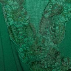 Pre Owned Dolce & Gabbana Green Knit & Lace Trimmed Sleeveless Wrap Cardigan M
