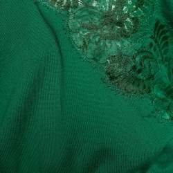 Pre Owned Dolce & Gabbana Green Knit & Lace Trimmed Sleeveless Wrap Cardigan M
