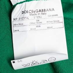 Pre Owned Dolce & Gabbana Green Knit & Lace Trimmed Sleeveless Wrap Cardigan M