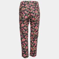 Pre Owned Dolce & Gabbana Multicolor Rose Printed Cotton Pants M