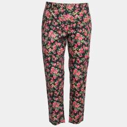 Pre Owned Dolce & Gabbana Multicolor Rose Printed Cotton Pants M