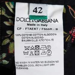 Pre Owned Dolce & Gabbana Multicolor Rose Printed Cotton Pants M