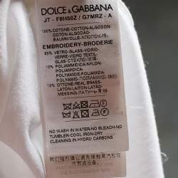 Pre Owned Dolce & Gabbana White Save the Queen Embellished T-Shirt M