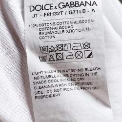 Pre Owned Dolce & Gabbana White Jersey Heart & Logo Print T-Shirt L