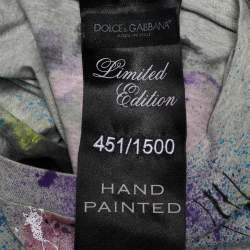 مملوكة مسبقًا Dolce & Gabbana Grey Jersey Limited Edition Hand Painted Top M