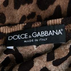 Pre Owned Dolce & Gabbana Brown Animal Printed Wool Button Front Long Cardigan S