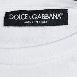 Pre Owned Dolce & Gabbana White Jersey DG Love Foil Print T-Shirt M