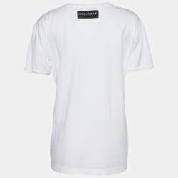Pre Owned Dolce & Gabbana White Jersey DG Love Foil Print T-Shirt M