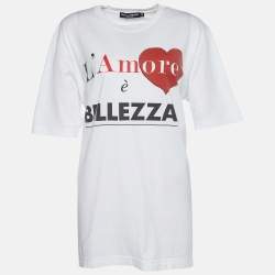 Dolce & Gabbana White Jersey L'amore È Bellezza Print T-shirt S
