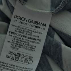 Pre Owned Dolce & Gabbana White & Blue Striped Cotton Tank Top M