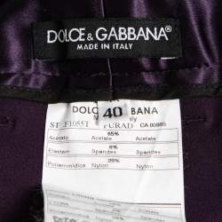 Pre Owned Dolce & Gabbana Purple Satin Slim Fit Single Breasted Blazer & Pant Suit S