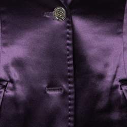 Pre Owned Dolce & Gabbana Purple Satin Slim Fit Single Breasted Blazer & Pant Suit S