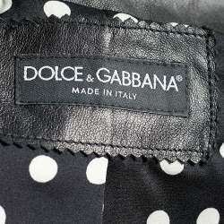 Pre Owned Dolce & Gabbana Black Leather Button Front Jacket S