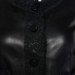 Pre Owned Dolce & Gabbana Black Leather Button Front Jacket S