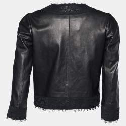 Pre Owned Dolce & Gabbana Black Leather Button Front Jacket S