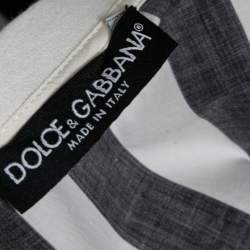 Pre Owned Dolce & Gabbana Monochrome Striped Rose Printed T-shirt S