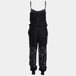 Dolce & Gabbana Black Floral Lace Elasticized Waist Sleeveless Jumpsuit S