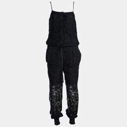 Dolce & Gabbana Black Floral Lace Elasticized Waist Sleeveless Jumpsuit S
