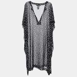 Pre Owned Dolce & Gabbana Black/White Polka Dot Print Georgette Oversized Top M