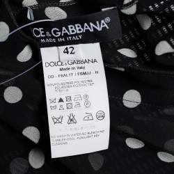 Pre Owned Dolce & Gabbana Black/White Polka Dot Print Georgette Oversized Top M