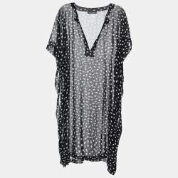 Pre Owned Dolce & Gabbana Black/White Polka Dot Print Georgette Oversized Top M