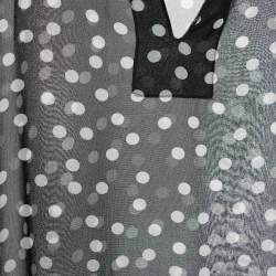 Pre Owned Dolce & Gabbana Black/White Polka Dot Print Georgette Oversized Top M