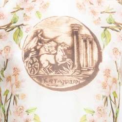 Pre Owned Dolce & Gabbana White Floral Printed Sheer Silk Top M