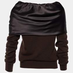 Pre Owned Dolce & Gabbana Brown Cashmere & Silk Draped Neck Sweater S