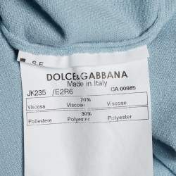 Pre Owned توب دولتش ي آند غابانا تريكو أزرق فاتح مزخرف بالشعار مقاس متوسط - ميديوم