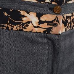 Pre Owned Dolce & Gabbana Grey Wool Printed Belt Detail Trousers L
