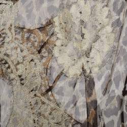Pre Owned Dolce & Gabbana Brown Animal Print Silk Lace Trim Sheer Top L
