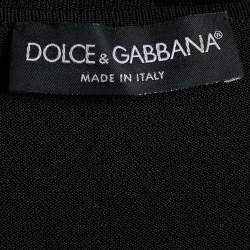 Pre Owned Dolce & Gabbana Black Knit Logo Detail Long Sleeve Top M